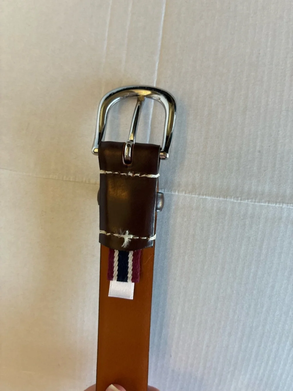 J. Crew Genuine Brown Leather Men’s Belt made in USA heritage preppy classic  40